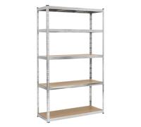 SPRINGOS Étagère pour charges lourdes 120x45x205 cm, Étagère de cave avec 5 plateaux en MDF, Étagère de stockage en métal galvanisé, Étagère modulaire jusqu'à 1000 kg, Plateaux de hauteur réglable
