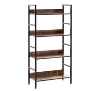 SPRINGOS Étagère sur pied en métal et bois - 60 x 28 x 124,5 cm - 4 niveaux avec protection antidérapante - Étagère de rangement avec sols en MDF - Charge maximale : 100 kg - Pour cave, garage, bureau