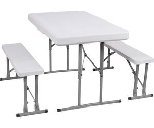 Springos® Garniture de tente à bière Biergarten-Set Table de jardin 2 bancs Pliable