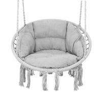 SPRINGOS® Hamac Chaise Fauteuil Suspendu Balançoire en Coton Coussin d’Assise Inclus pour Jardin, Patio, Loisirs -gris cendré