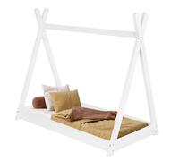 Springos® Lit d'enfant tipi avec sommier à lattes Lit tipi lit de maison tente bois massif 70 x 140 x 130 cm