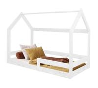 Springos® Lit Pour Enfant En Forme De Maison Avec Sommier, Toit Et Barrière Antichute 80 X 160 Cm, Bois De Pin Multicolore