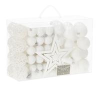 SPRINGOS Lot de 100 boules de sapin de Noël en plastique avec pointe de sapin - Boules blanches - Décoration pour Noël, fête, mariage