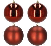 SPRINGOS Lot de 4 boules de Noël en plastique - Diamètre : 12 cm