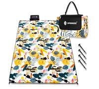 SPRINGOS Nappe de pique-nique 200 x 200 cm Coussin de siège Tapis de siège Couverture de jardin Papier aluminium Ancre au sol