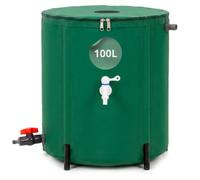 SPRINGOS Réservoir d'eau de Pluie 100 L pour Jardin, Pliable, PVC 1000D | Collecteur d'eau de pluie avec bord renforcé, 5 barres de soutien, double robinet et système anti-débordement pour arrosage