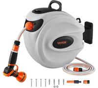 Sprinkler mural à raccordement automatique, avec tête à 9 positions réglables et tuyau d'alimentation de 35 mètres.