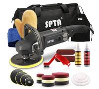 SPTA Polisseuse 125mm/150mm/180mm Set Vitesse variable 1200 Watt Polisseuse avec set d'accessoires Eponge de polissage Disque de laine Voiture Bateau