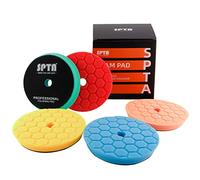 SPTA Éponge de Polissage, Set de Polissage, 5 Pièces 125mm Hex Logic Pad Éponge polir Kit pour Voiture Ponçage pour 125mm RO/DA pour Polisseuse Machine à polir -AHLTS6M5