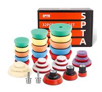 SPTA Éponges de polissage, 32Pcs 25mm 50mm et 80mm Kit de polissage Pad Éponge à polir Kit Pour Voiture Ponçage Polissage pour Polisseuse Machine à polir -XBP123M14