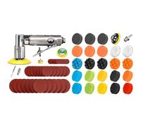 SPTA mini ponceuse/polisseuse d'angle de pression d'air de ponceuse orbitale de argent droit long & 25 pièces 80mm Polissage Pad Éponge de Polissage Éponge polir Kit pour avec M14 Foret