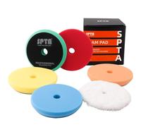 SPTA Polissage Pad, 5 Pièces 125mm/5 Pouces Éponge de Polissage Kit de Polissage pour Voiture Polisseur Tampon Pad/Pour Machine à polir, Polisseuse Excentrique, Double Action polisseuse -SPMZ5MIX