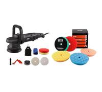 SPTA Polisseuse Orbitale Polisseuse Excentrique 3800RPM, 150mm/125mm polissage Pad & Éponge de Polissage, Set de Polissage, 5 Pièces 125mm Hex Logic Polissage Pad Éponge polir Kit pour Voiture