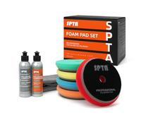 SPTA Tampons de polissage HD de 15,2 cm, tampons de polissage orbitaux auto-agrippants, tampon de polissage en mousse 5 grains de grossier à fin pour polisseuse rotative DA de 15,2 cm, polissage et
