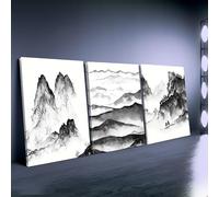 SPXLUCAU Lot de 3 affiches abstraites de paysages naturels en noir et blanc, décoration murale (60 x 80 cm x 3 / sans cadre)