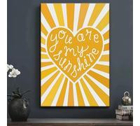 SPXLUCAU « Tu es mon soleil », affiche sur toile jaune vif avec cœur, décoration murale moderne et chaleureuse pour le salon (50 x 70 cm/sans cadre)