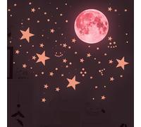 SPYMINNPOO Stickers Muraux Lumineux, Multi Couleurs Lumineux Lune et Autocollants Étoiles Accessoires Décoratifs Muraux pour Chambre Salon (Rose)