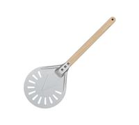 SQIANKUN Pelle Pizza Pelle à Pizza perforée 7 8 9 10 pouces, pelle en aluminium, palette courte, outil, manche bois antidérapant(7 inch 55cm)