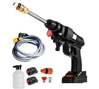 SQUADO Pistolet nettoyeur sans fil avec jet réglable et 2 batteries 48 V rechargeable 8000 mAh, nettoyeur haute pression 50 PSI tube 3 m et mallette pratique