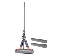 Squeeze Mop - Vadrouille à rouleau éponge PVA avec poignée réglable - Retrait de la saleté Éponge de sol en éponge avec trou de suspension pour salle d'étude, salle de bain