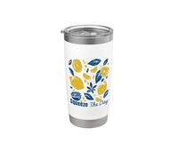 Squeeze The Day Citron Citron Citron Rétro Summer Motivation Gobelet isotherme en acier inoxydable double paroi