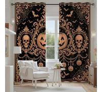 Squelette Citrouille Chauve-Souris Rideau Occultant, Rideau Halloween
