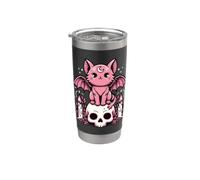 Squelette de chauve-souris chat effrayant kawaii pastel goth Gobelet isotherme en acier inoxydable double paroi