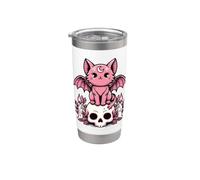 Squelette de chauve-souris chat effrayant kawaii pastel goth Gobelet isotherme en acier inoxydable double paroi