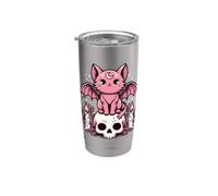 Squelette de chauve-souris chat effrayant kawaii pastel goth Gobelet isotherme en acier inoxydable double paroi