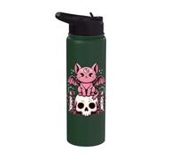 Squelette de chauve-souris chat effrayant kawaii pastel goth Stainless Steel Insulated Water Bottle