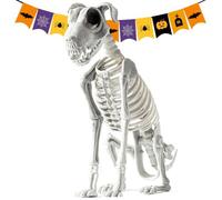 Squelette de Chien Halloween Décoration Crâne De Chiot Assis Effrayante | Décor Squelette Animal Horreur pour Chambre Salon Appartement Maison Hantée Bureau Entrée Fête Pièce Maîtresse