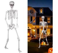 Squelette d'Halloween, 240 cm, corps entier, en plastique, avec articulations mobiles, idéal pour la décoration