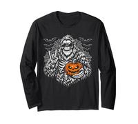 Squelette Effrayant Bigfoot, Halloween et Lanterne Jack O Manche Longue