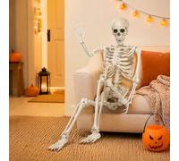 Squelette Halloween Grandeur Nature, Squelette Articulé Mobile 165cm | humain réaliste, décoration squelette d'Halloween pour maison hantée, fête, décoration intérieure et extérieure 165cm