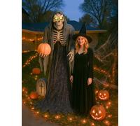 Squelette mobile d'Halloween avec citrouille, 210cm