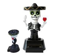 squelette solaire - Figurine, ornement en mouvement alimenté par la lumière, affichage avec crâne d'Halloween, pièce de collection vacillante, accessoire Pe