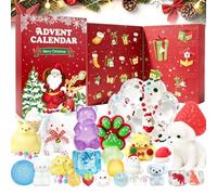 Squishy Calendrier de l'Avent de Noël 24 pièces Squishy Fun Box Coffret | Kawaii Squishy - Boîte de calendrier de l'Avent 24 jours avec chaussettes pour Noël