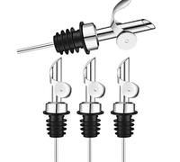SquishyWorld 4 Pièces Bec Verseur Vin En Acier Inoxydable Avec Fermeture Automatique, Bouchon Verseurs Pour Bouteille, Bec Verseur Alcool Et Vinaigre, Distributeur Cuisine