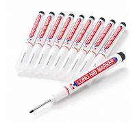 Sqylomk Lot de 10 Marqueurs pour Trous Profonds Noir, Stylo Marqueur Charpentier Longue 20 mm, Marqueur de Charpentier pour Bois Métal Plastique, Marquage Précis Zones Étroites et Difficiles