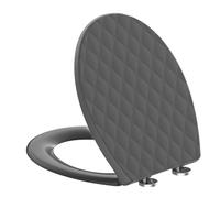 SREWOHS PRO Abattant WC Forme O, Cuvette Toilette avec Frein de Chute, Lunette WC avec Fermeture en Douceur avec Charnières, Toilet Seat Softclose, Abattant WC Formee O, Gabarit, 44,6 x 37,1 CM, Gris