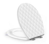 SREWOHS PRO Abattant WC Forme O, Cuvette Toilette avec Frein de Chute, Lunette WC avec Fermeture en Douceur avec Charnières, Toilet Seat Softclose, Avec poignée pour soulever l’abattant, Blanc