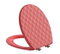 SREWOHS PRO Abattant WC Forme O en PP avec Frein de Chute Double, Motif 3D Effet Cuir, Anti-UV Inaltérable, Cuvette Toilette Quick Release, Fixation Top-Mount avec Vis 7 cm, Gabarit + Vidéo, Rouge