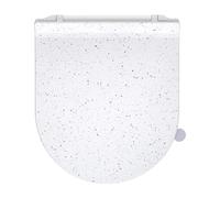SREWOHS PRO Abattant WC Ultra-mince Forme D[COURT], Lunette de Toilette avec Frein de Chute, Siège de toilette en Urée-formaldéhyde avec fonction détachable, Marbre blanc, 42,5 * 36,2 cm