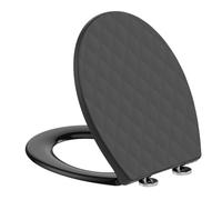 SREWOHS PRO Abattant WC universel noir, fermeture amortie en forme de O avec libération rapide, charnières réglables, design antidérapant, noir