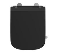 SREWOHS PRO Lunette de toilette carrée ultra fine à fermeture amortie en urée-formaldéhyde noir à libération rapide pour un nettoyage facile, siège de toilette universel, charnières réglables pour