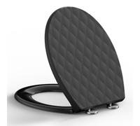 SREWOHS PRO Lunette WC Forme O en PP, Abattant Toilette Soft Close Double, Motif 3D Effet Cuir, Anti-UV Inaltérable, Quick Release, Fixation Top-Mount avec Vis 7 cm, Noir