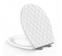 SREWOHS PRO Lunette WC Ovale en PP, Abattant Toilette Soft Close Double, Motif 3D Effet Cuir, Anti-UV, Quick Release, Fixation Top-Mount avec Vis 7 cm, Blanc