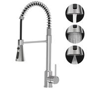 SREWOHS PRO Mitigeur d'évier de cuisine, robinet monobloc à levier unique, 1 trou avec arc haut, pivotant à 360 °, 3 modes, tête de pulvérisation