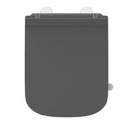 SREWOHS PRO Siège de toilette carré ultra fin à fermeture amortie en urée-formaldéhyde gris à libération rapide pour un nettoyage facile, siège de toilette universel, charnières réglables pour siège
