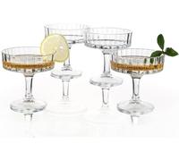 Srgeilzati Lot de 4 verres coupé nervurés | Verres à martini | Verres à cocktail vintage 20 cl (4, T1003)